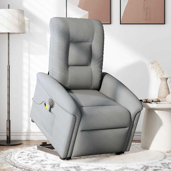 vidaXL Sill&oacute;n de masaje el&eacute;ctrico reclinable elevable tela gris claro