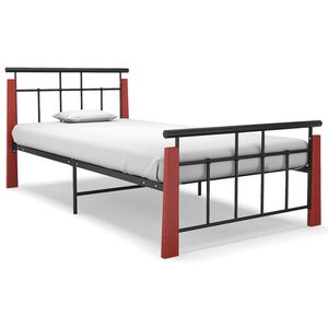 vidaXL Estructura de cama sin colchón metal madera de roble 90x200 cm