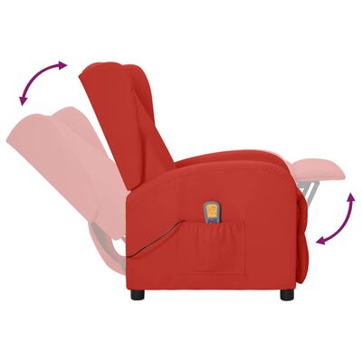 vidaXL Sillón orejero de masaje reclinable cuero sintético color vino