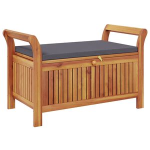 vidaXL Banco almacenaje jard&iacute;n con coj&iacute;n madera maciza de acacia 91 cm