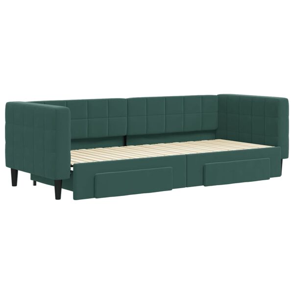 vidaXL Sofá cama nido con cajones terciopelo verde oscuro 80x200 cm