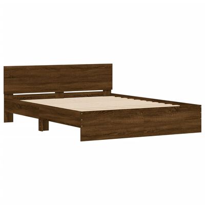 vidaXL Estructura de cama con cabecero marrón roble 140x200 cm
