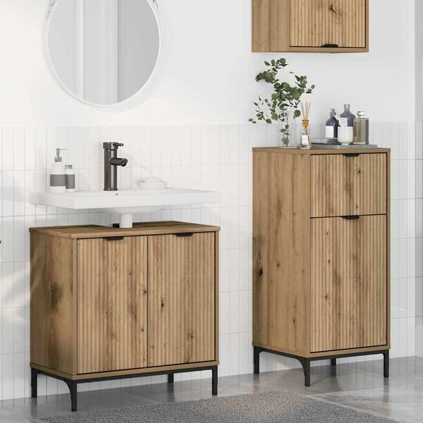 vidaXL Juego de muebles de ba&ntilde;o con caj&oacute;n 2 pcs Roble artesanal