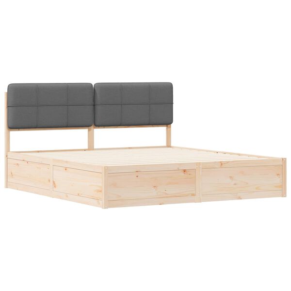 vidaXL Estructura de Cama con Cabecera Tapizada Gris oscuro