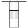 vidaXL Puerta corredera con herrajes negro 76x205 cm vidrio templado