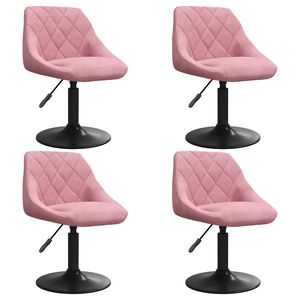 vidaXL Sillas de comedor giratorias 4 unidades de terciopelo rosa