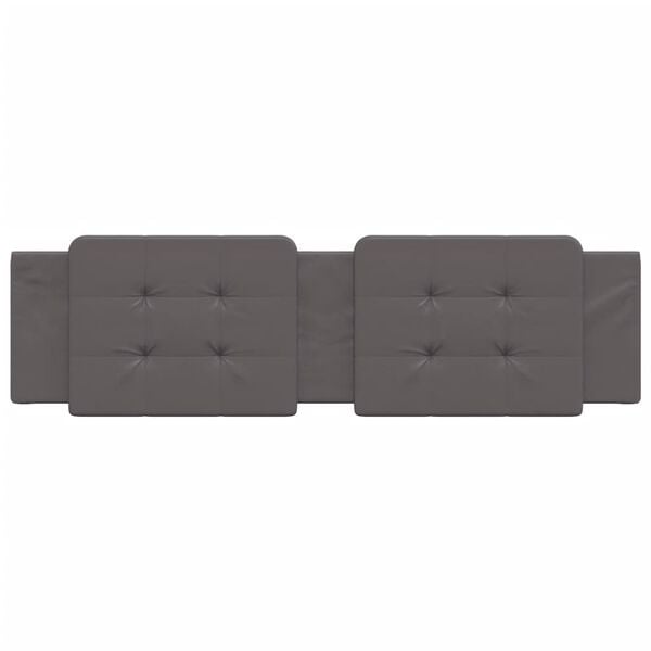 vidaXL Cabecero de cama acolchado Zadar cuero sint&eacute;tico gris 180 cm
