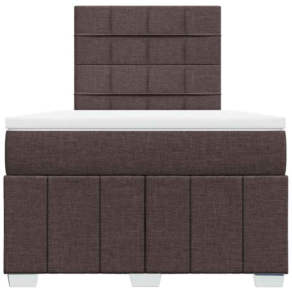 vidaXL Cama box spring con colch&oacute;n tela marr&oacute;n oscuro 120x190 cm