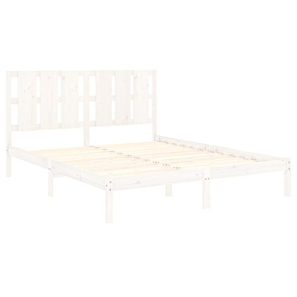 vidaXL Estructura de cama madera maciza blanca King Size 150x200 cm