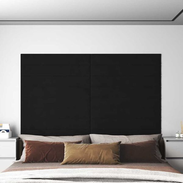 vidaXL Paneles de pared 12 uds terciopelo negro 90x15 cm 1,62 m&sup2;