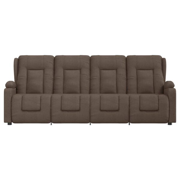 vidaXL Sill&oacute;n de masaje reclinable 4 plazas con portavasos tela taupe