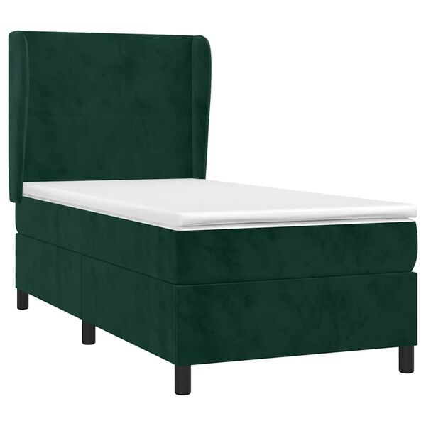 vidaXL Cama box spring con colch&oacute;n terciopelo verde oscuro 80x200 cm