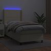 vidaXL Cama box spring colch&oacute;n y LED cuero sint&eacute;tico crema 100x200 cm