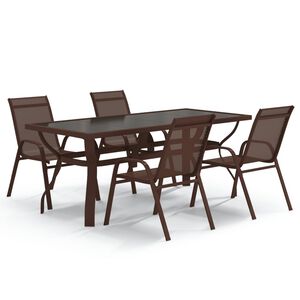 vidaXL Juego de comedor de jard&iacute;n 5 piezas con cojines marr&oacute;n y negro