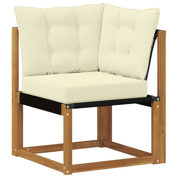 vidaXL Conjunto de sof&aacute;s de exterior con coj&iacute;n 5 pcs Natural y negro