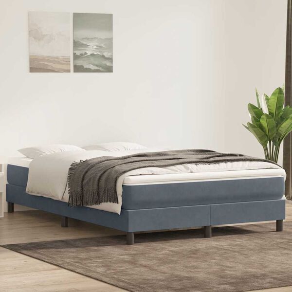 vidaXL Cama box spring sin colchón terciopelo gris oscuro 140x210 cm