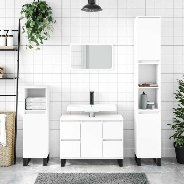 vidaXL Mueble de ba&ntilde;o madera de ingenier&iacute;a blanco 80x33x60 cm