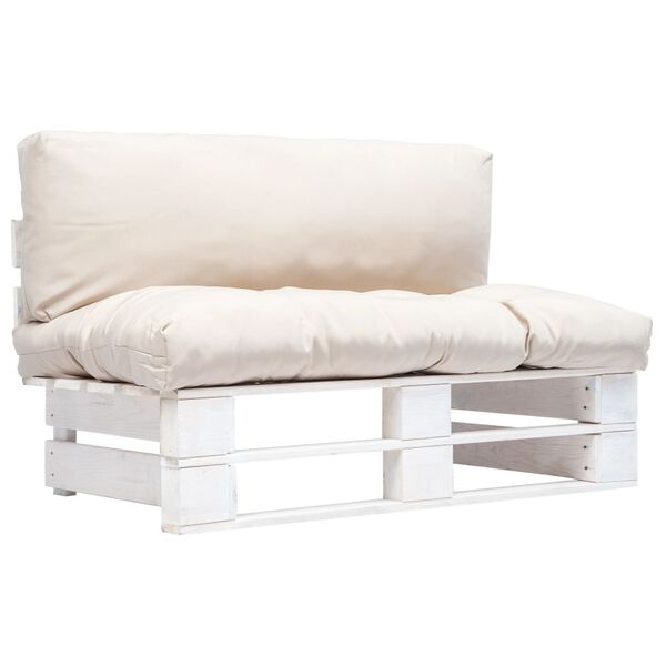 vidaXL Sof&aacute; de jard&iacute;n de palets con cojines color arena madera de pino