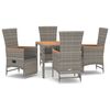 vidaXL Set comedor de jard&iacute;n 5 piezas con cojines rat&aacute;n sint&eacute;tico gris