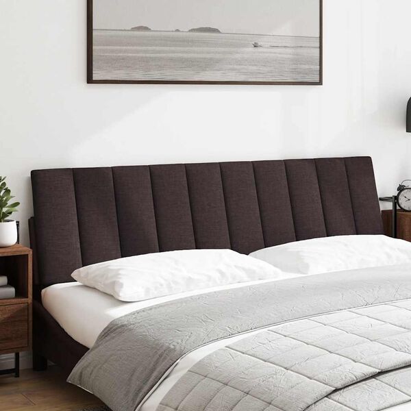 vidaXL Cabecero de cama acolchado Hanko tela marr&oacute;n oscuro 180 cm