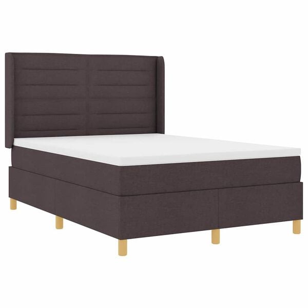 vidaXL Cama tipo Box Spring con colch&oacute;n Marr&oacute;n 140 x 200 cm tela