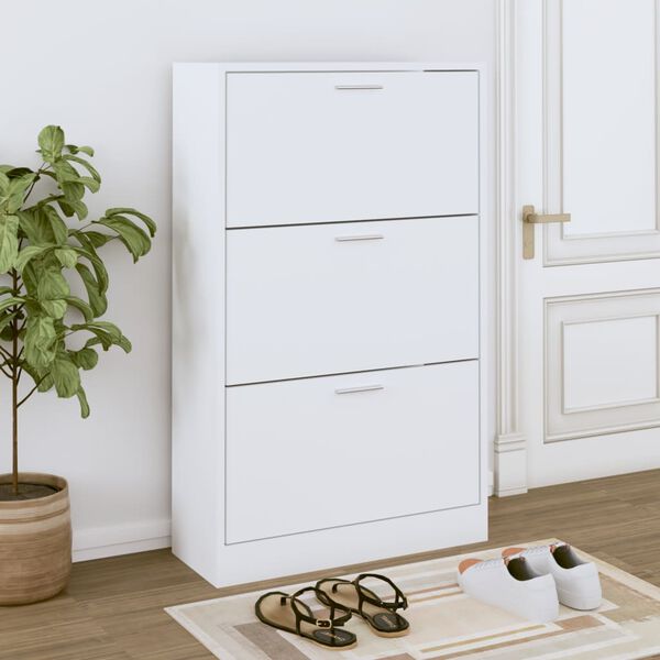 vidaXL Mueble zapatero madera contrachapada blanco 63x24x103 cm