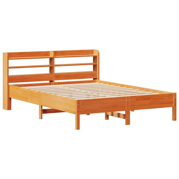 vidaXL Cama sin colchón madera maciza pino marrón cera 150x200 cm