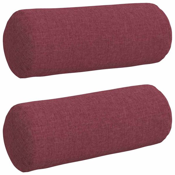 vidaXL Cojines Bolster 2 pcs Rojo vino Ø 15 x 40 cm tela