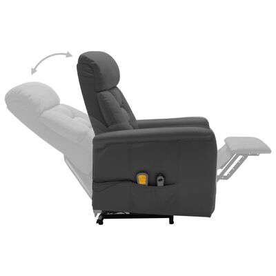 vidaXL Sillón de masaje reclinable de cuero sintético gris antracita