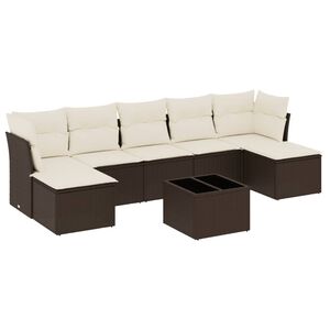 vidaXL Set sof&aacute;s de jard&iacute;n 8 piezas y cojines rat&aacute;n sint&eacute;tico marr&oacute;n