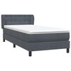 vidaXL Cama box spring con colch&oacute;n terciopelo gris oscuro 100x210 cm
