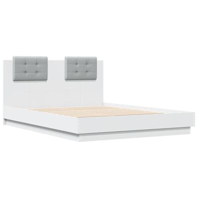 vidaXL Estructura de cama con cabecero y luces LED blanco 140x190 cm
