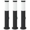 vidaXL Balizas de luz con toma de corriente, 3 unidades, 50 cm, acero inoxidable, IP44