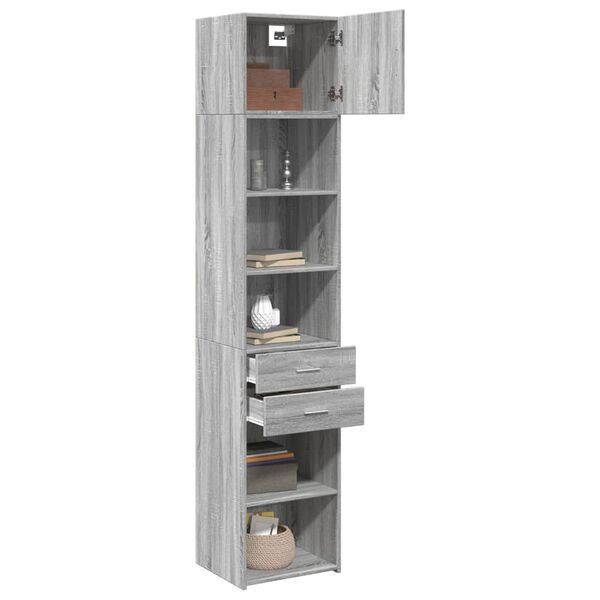 vidaXL Armario estrecho madera ingenier&iacute;a gris Sonoma 45x42,5x225 cm