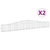 vidaXL Cestas de gaviones 2 uds forma de arco hierro 400x30x40/60 cm
