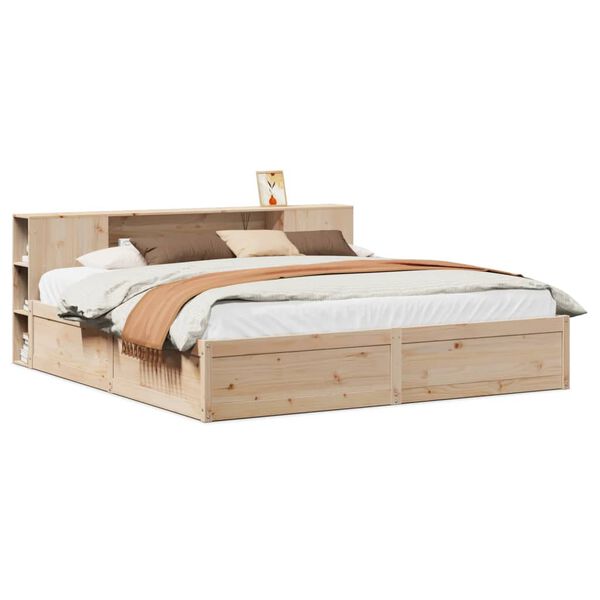 vidaXL Estructura de cama sin colch&oacute;n madera maciza de pino 200x200 cm
