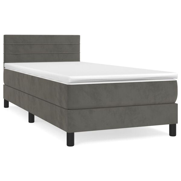 vidaXL Cama box spring con colch&oacute;n terciopelo gris oscuro 80x200 cm