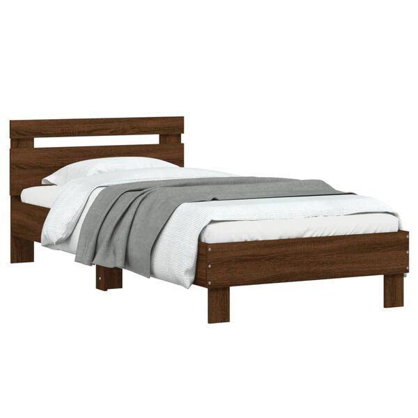 vidaXL Estructura cama con cabecero sin colch&oacute;n marr&oacute;n roble 75x190 cm