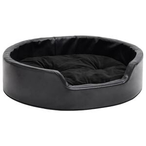 vidaXL Cama para perros felpa y cuero sint&eacute;tico negra 69x59x19 cm