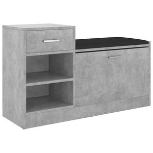 vidaXL Banco zapatero madera de ingenier&iacute;a gris hormig&oacute;n 94,5x31x57 cm