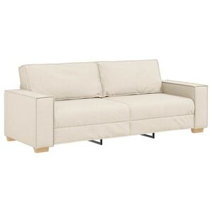 vidaXL Sof&aacute; de 3 plazas Beige 220 cm Tejido mezcla de lino