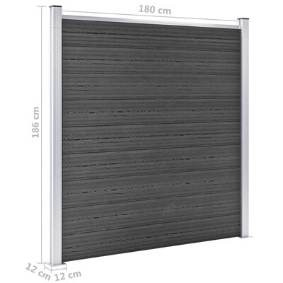 vidaXL Set de paneles de valla WPC negro 619x(105-186) cm