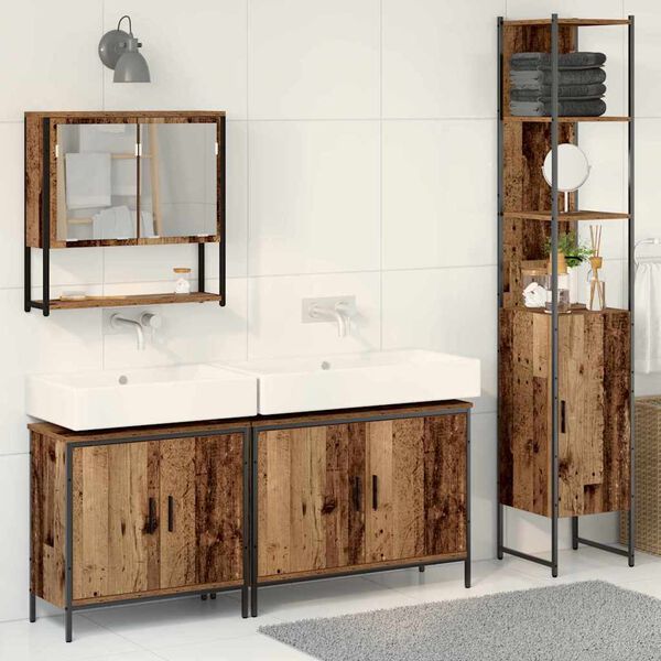 vidaXL Juego de muebles de ba&ntilde;o 4 pcs Marr&oacute;n Madera contrachapada