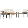 vidaXL Juego de muebles de exterior 4 pcs Blanco Crema rat&aacute;n sint&eacute;tico