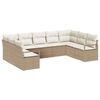 vidaXL Conjunto de sof&aacute;s de jard&iacute;n 9 uds. Beige y rat&aacute;n sint&eacute;tico