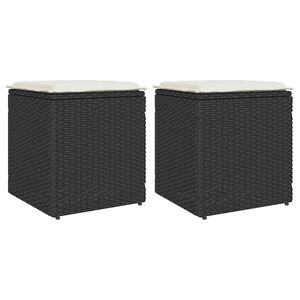 vidaXL Taburetes de jard&iacute;n con cojines 2 uds negro 40x40x43 cm