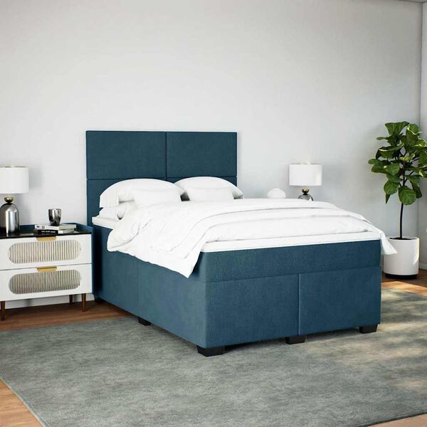 vidaXL Cama box spring con colch&oacute;n terciopelo azul 140x200 cm
