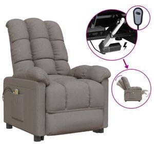 vidaXL Sill&oacute;n de masaje el&eacute;ctrico tela gris taup&eacute;