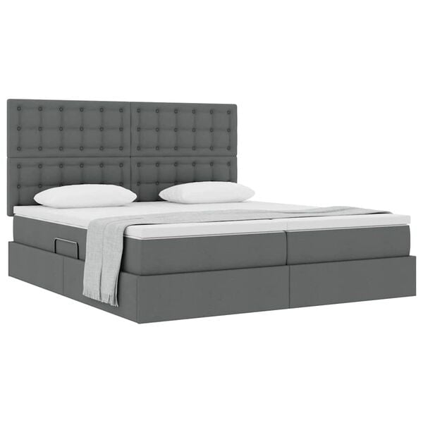 vidaXL Cama con almacenamiento con colch&oacute;n Gris oscuro 180 x 200 cm