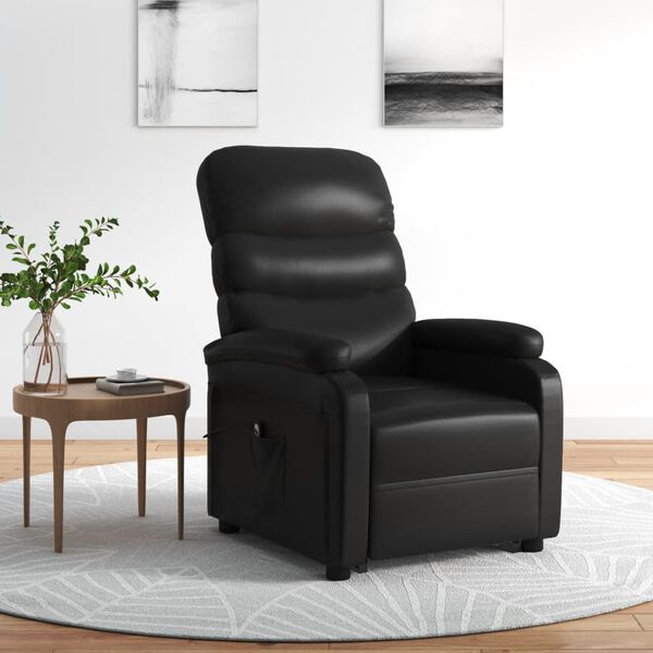 vidaXL Sill&oacute;n elevable cuero sint&eacute;tico negro